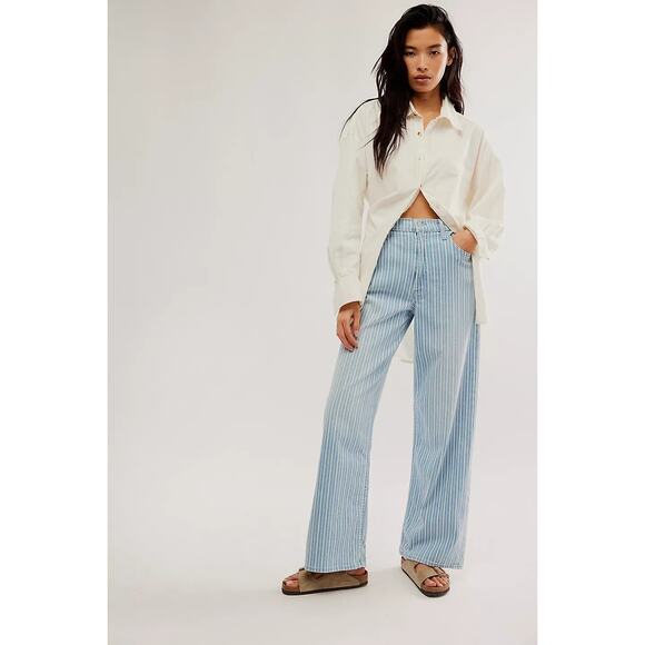 Mother Denim - NEW Mother high-waisted spinner zip skimp lined up wide-leg jeans size 30